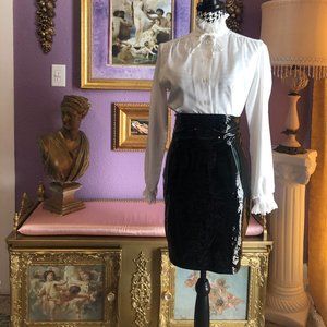 Black Latex/Vinyl Pencil Skirt